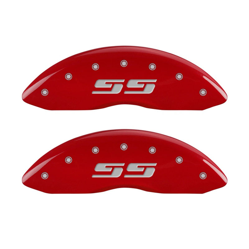 2-Caliper-Covers-Eng-Front-Silverado-Ss-Red-Finish-Sil-Char-2010-Chevy-Silverado-1500