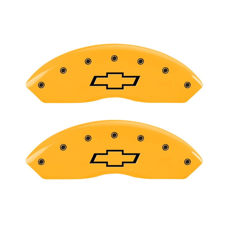 2-Caliper-Covers-Engraved-Front-Bowtie-Yellow-Finish-Black-Char-1999-Chevrolet-Tahoe