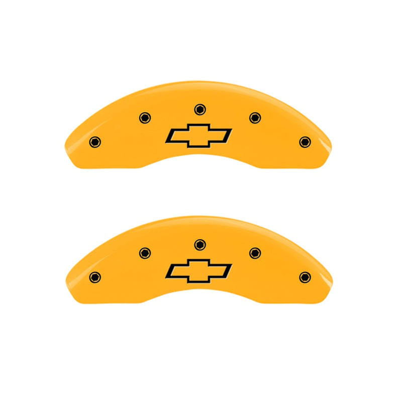 2-Caliper-Covers-Engraved-Front-Bowtie-Yellow-Finish-Black-Char-2006-Chevrolet-Hhr