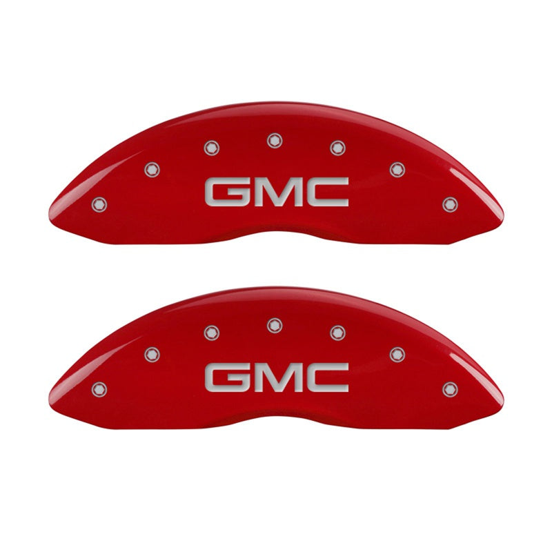 2-Caliper-Covers-Engraved-Front-Gmc-Red-Finish-Silver-Characters-2008-Gmc-Canyon