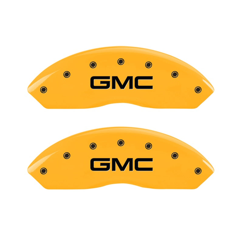 2-Caliper-Covers-Engraved-Front-Gmc-Yellow-Finish-Black-Characters-1997-Gmc-Yukon
