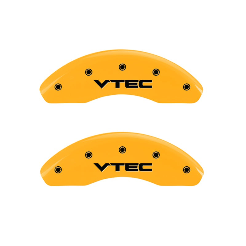 2-Caliper-Covers-Engraved-Front-Vtech-Yellow-Finish-Black-Characters-2009-Honda-Civic