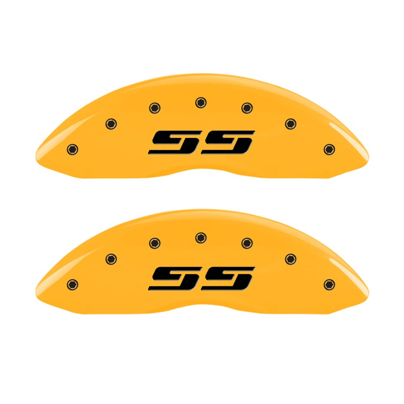 2-Caliper-Covers-Engraved-Silverado-Ss-Yellow-Finish-Blk-Char-05-Chevy-Silverado-1500