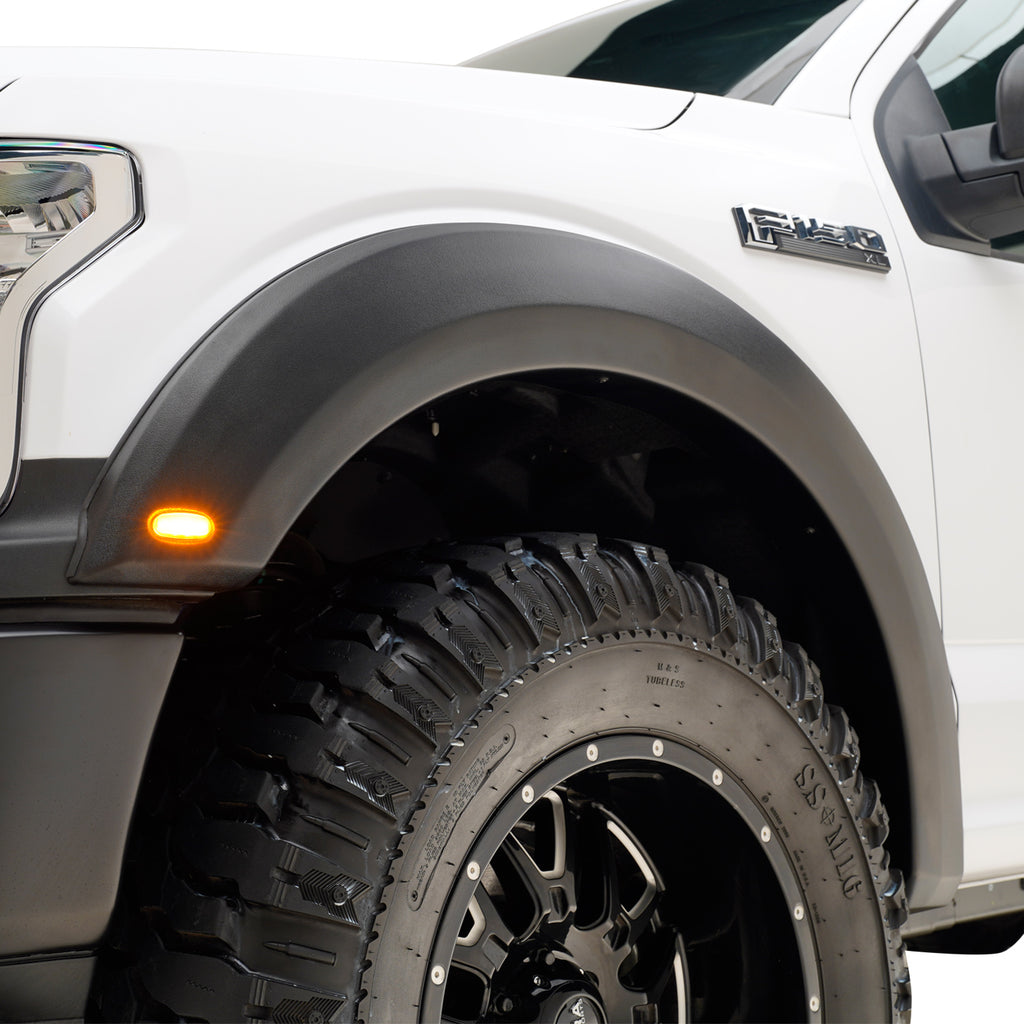 2-In-Tire-Coverage-Raptor-Style-Smooth-Black-Abs-Plastic-With-Led-Light-Set-Of-4