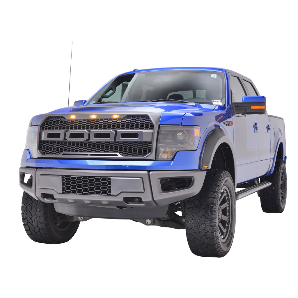 2-In-Tire-Coverage-Raptor-Style-Smooth-Black-Abs-Plastic-With-Led-Lights-Set-Of