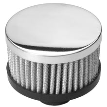 Load image into Gallery viewer, 2-In.-Tall-Push-In-Style-Breather;-Open-Cotton-Element;-1-14-In.-Hole-Chrome