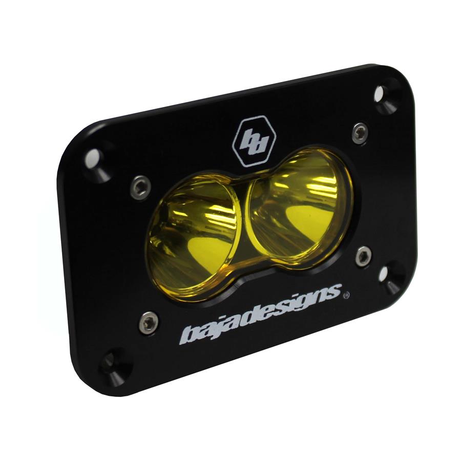 ~(2-Lbs.-6X6x6)~-Led-Work-Light-Amber-Lens-Spot-Pattern-Flush-Mount-Each-S2-Sport-Baja-Designs