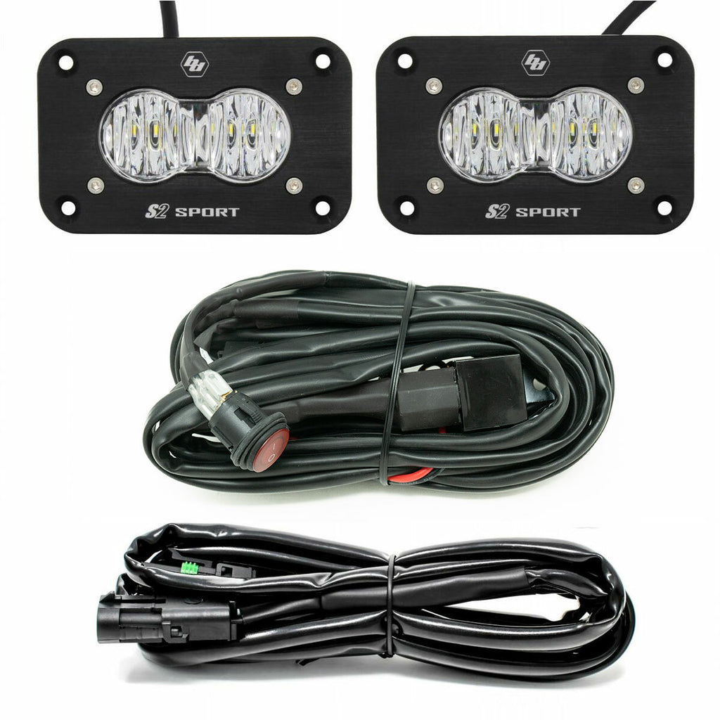 ~(2-Lbs.-6X6x6)~-Led-Work-Light-Clear-Lens-Wide-Cornering-Pattern-Flush-Mount-Kit-S2-Sport-Baja-Designs