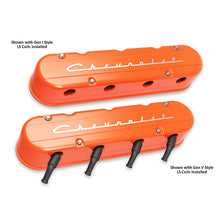 Load image into Gallery viewer, 2-Piece-Chevrolet-Script-Valve-Cover---Gen-IiiIv-Ls---Factory-Orange-Machined