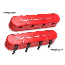 Load image into Gallery viewer, 2-Piece-Chevrolet-Script-Valve-Cover---Gen-IiiIv-Ls---Gloss-Red-Machined