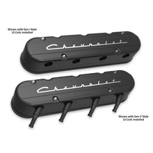 Load image into Gallery viewer, 2-Piece-Chevrolet-Script-Valve-Cover---Gen-IiiIv-Ls---Satin-Black-Machined