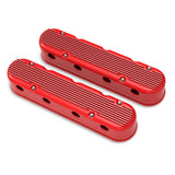Holley 241-184  2-Piece Finned Valve Cover - Gen Iii/Iv Ls - Gloss Red Machined