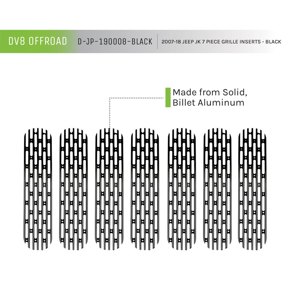 ~(2.6-Lbs.-12X3x3)~-2007-18-Jeep-Jk-Grille-Inserts-Black