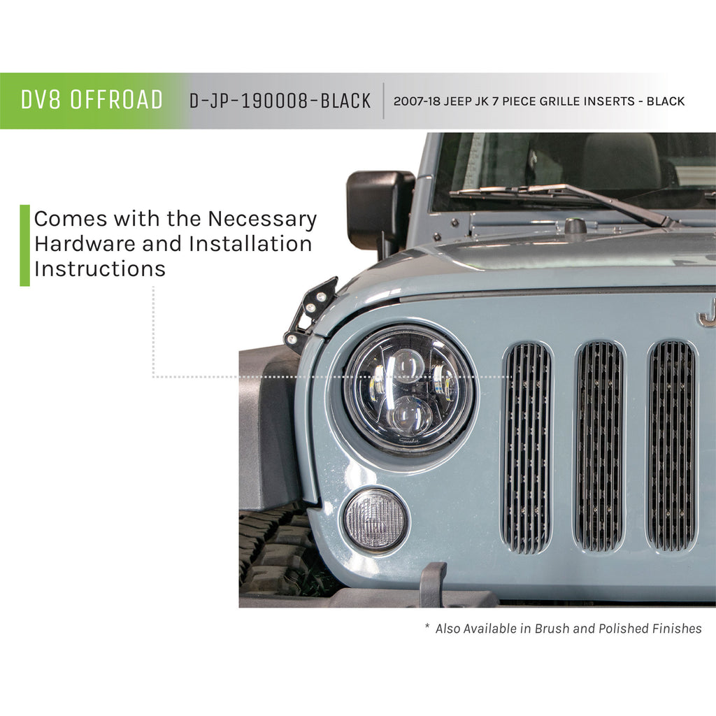 ~(2.6-Lbs.-12X3x3)~-2007-18-Jeep-Jk-Grille-Inserts-Black