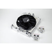 Load image into Gallery viewer, ~(20-Lbs.-21X21x9)~-Universal-Half-Radiator-W-Direct-Fitment-For-Evo-789-And-92-00-Civic--Adjustable--16-Or-Slip-On-Fittings-W-12-Inch-Spal-Fan-And-Shroud