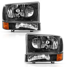 Load image into Gallery viewer, 2000-2004-Ford-Excursion-Crystal-Headlight-W-Corner-Light-Black-Amber-(WO-Bulb)