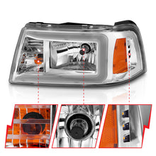 Load image into Gallery viewer, 2001-2011-Ford-Ranger-Crystal-Headlights-W-Light-Bar-Chrome-Housing