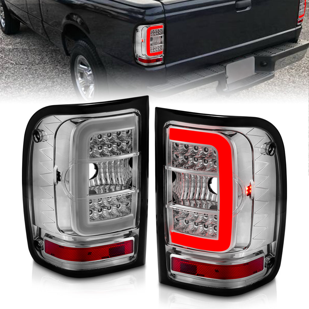 2001-2011-Ford-Ranger-Led-Tail-Lights-W-Light-Bar-Chrome-Housing-Clear-Lens