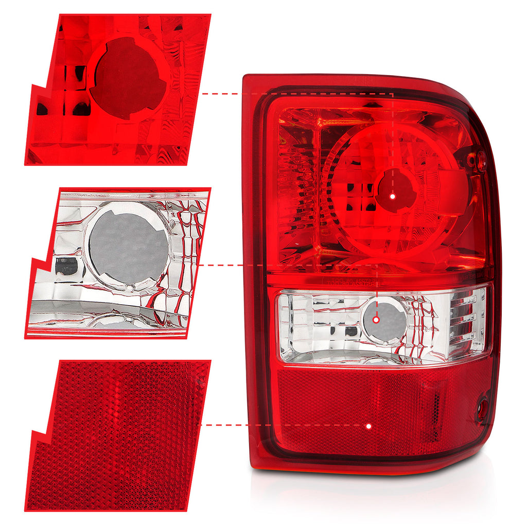 2001-2011-Ford-Ranger-Taillights-W-RedClear-Lens-(Oe-Replacement)-Pair