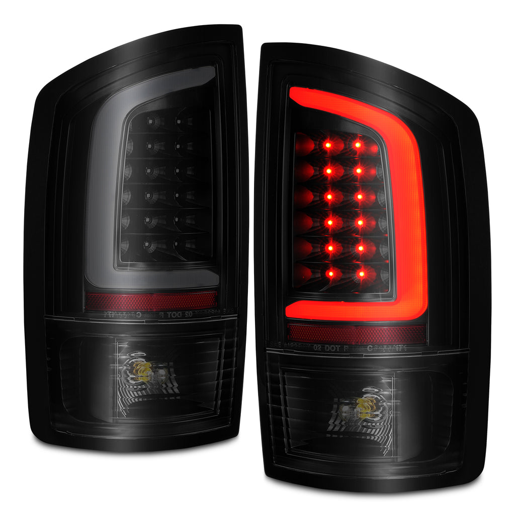 2002-2006-Dodge-Ram-1500-Led-Tail-Lights-W-Light-Bar-Black-Housing-Smoke-Lens