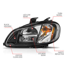 Load image into Gallery viewer, 2002-2014-Freightliner-M2-Led-Crystal-Headlights-Black-Housing-W-Clear-Lens-(Pair)