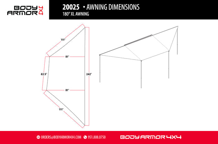 Body Armor 4x4 20025 Body Armor 4X4 Sky Ridge Awning