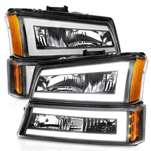 Load image into Gallery viewer, 2003-2006-Chevrolet-Silverado-1500-Crystal-Headlights-W-Light-Bar-Black-Housing