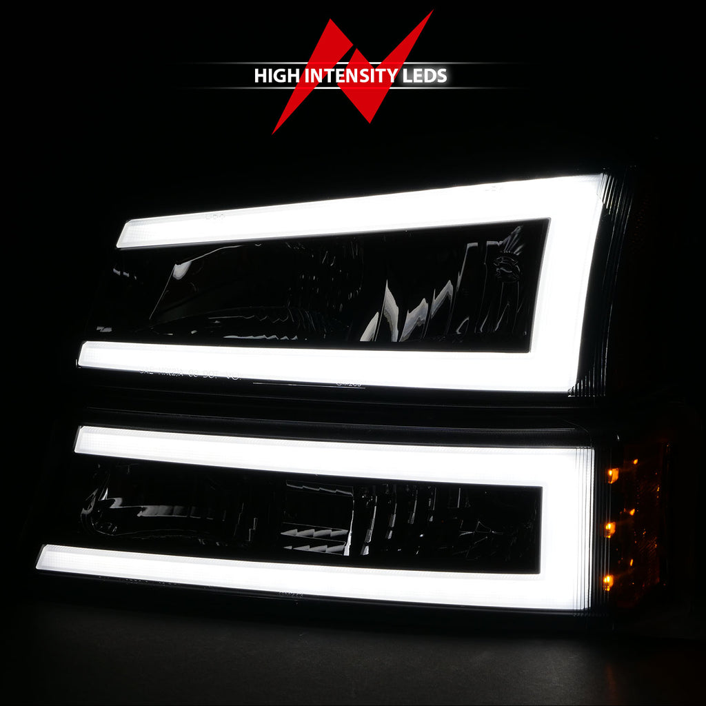 2003-2006-Chevrolet-Silverado-1500-Crystal-Headlights-W-Light-Bar-Black-Housing