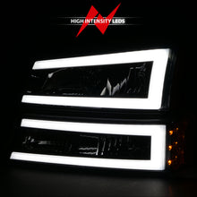 Load image into Gallery viewer, 2003-2006-Chevrolet-Silverado-1500-Crystal-Headlights-W-Light-Bar-Black-Housing