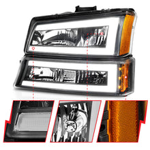 Load image into Gallery viewer, 2003-2006-Chevrolet-Silverado-1500-Crystal-Headlights-W-Light-Bar-Black-Housing