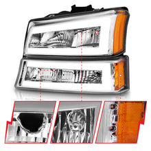 Load image into Gallery viewer, 2003-2006-Chevrolet-Silverado-1500-Crystal-Headlights-W-Light-Bar-Chrome-Housing