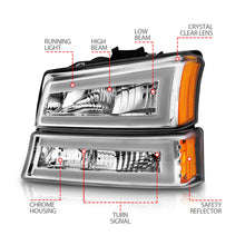Load image into Gallery viewer, 2003-2006-Chevrolet-Silverado-1500-Crystal-Headlights-W-Light-Bar-Chrome-Housing
