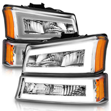 Load image into Gallery viewer, 2003-2006-Chevrolet-Silverado-1500-Crystal-Headlights-W-Light-Bar-Chrome-Housing