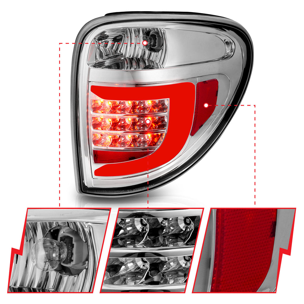2004-2007-Dodge-Grand-Caravan-Led-Tail-Lights-W-Light-Bar-Chrome-Housing-Clear-Lens