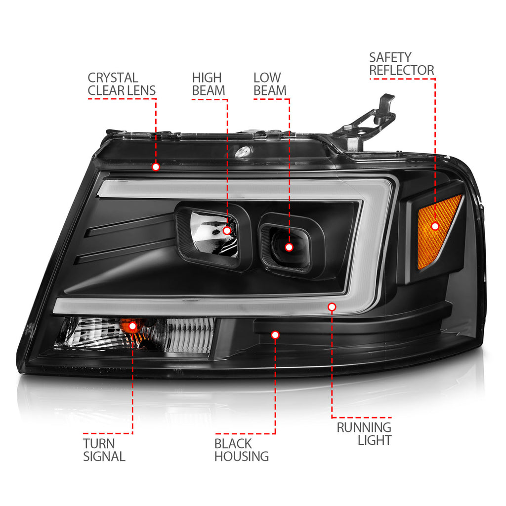 2004-2008-Ford-F-150-Projector-Headlights-W-Light-Bar-Black-Housing