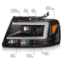Load image into Gallery viewer, 2004-2008-Ford-F-150-Projector-Headlights-W-Light-Bar-Black-Housing