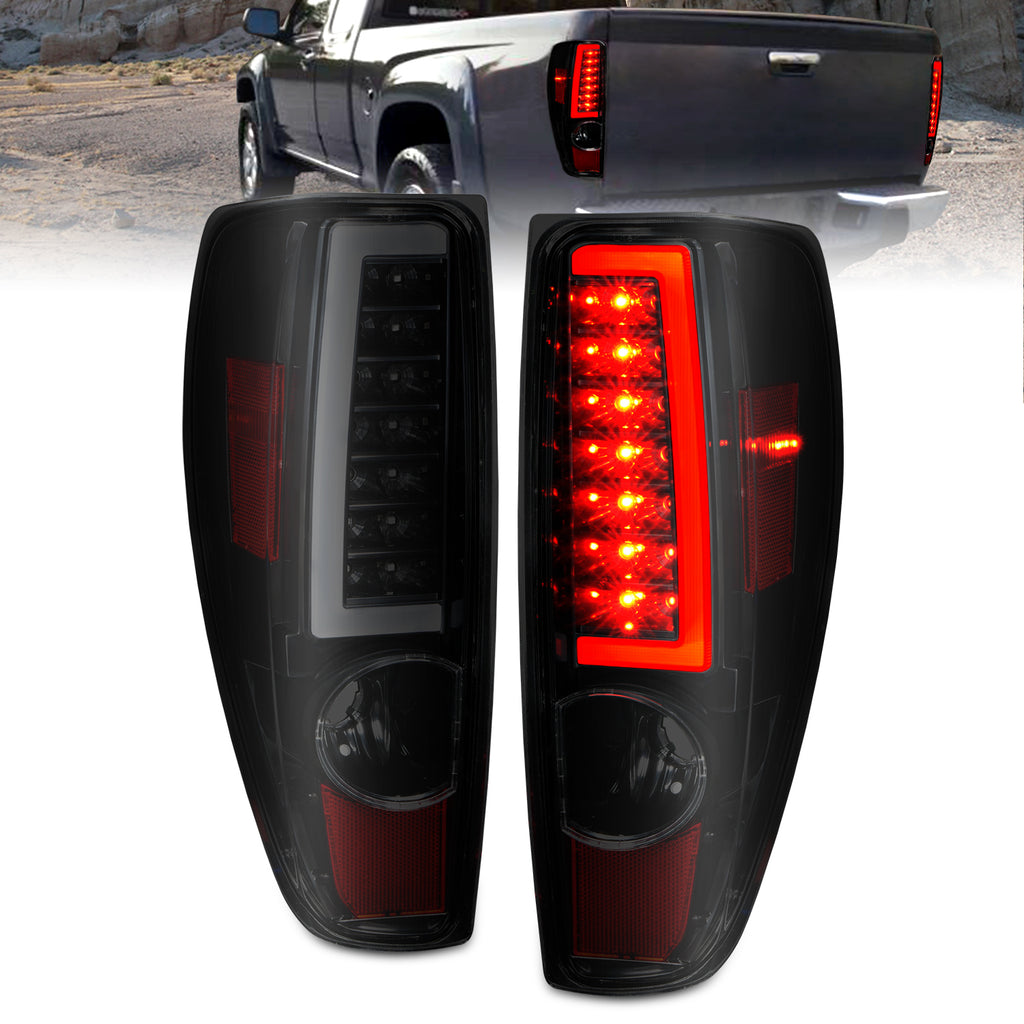 2004-2012-Chevrolet-Colorado-Gmc-Canyon-Led-Tail-Lights-W-Light-Bar-Black-Housing-Smoke-Lens