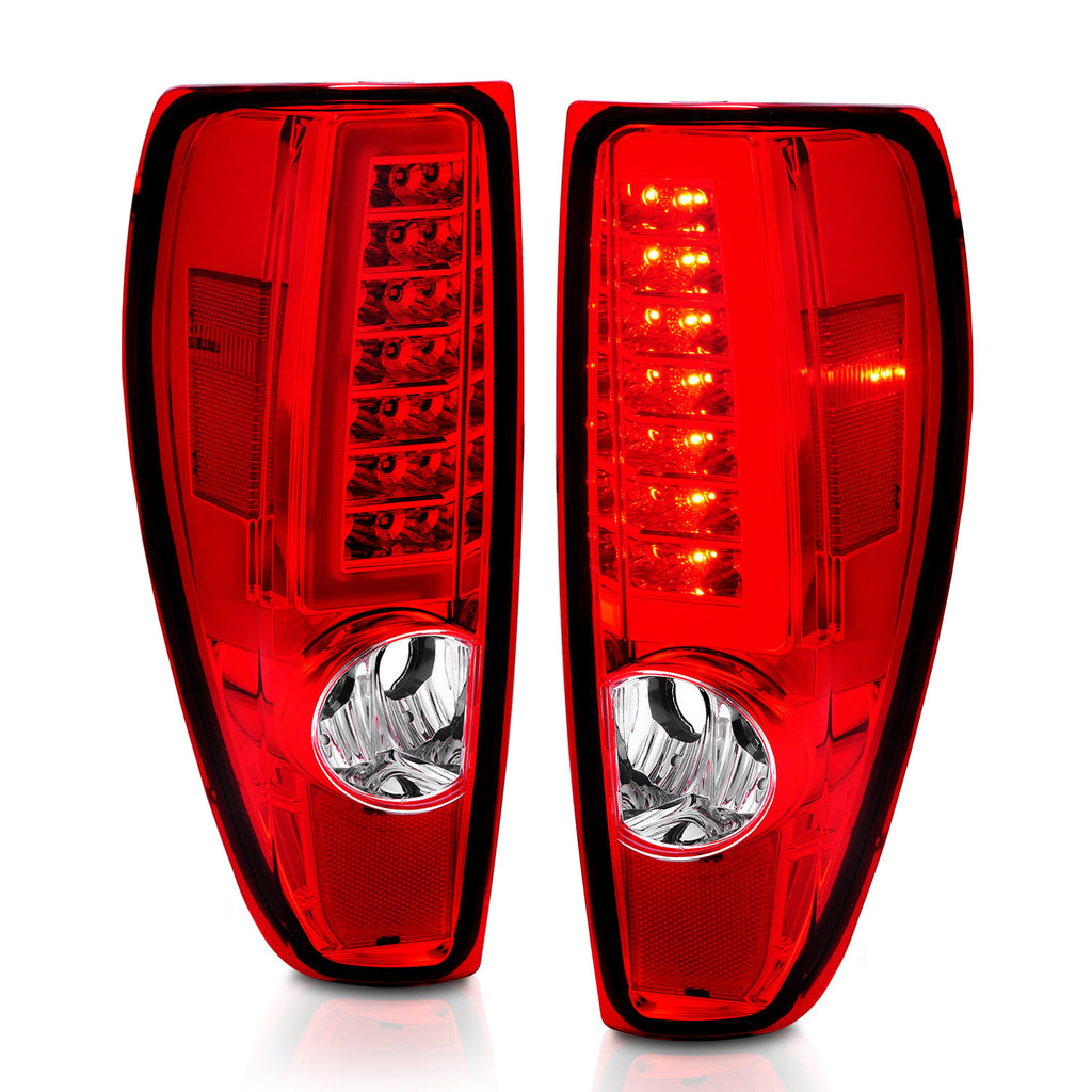2004-2012-Chevrolet-Colorado-Gmc-Canyon-Led-Tail-Lights-W-Light-Bar-Chrome-Housing-RedClear