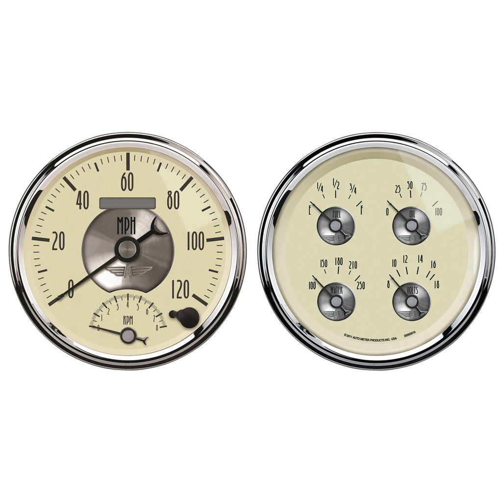 AutoMeter 2004 GAUGE KIT, 2 PC., QUAD & TACH/SPEEDO, 5", PRESTIGE ANTQ. IVORY