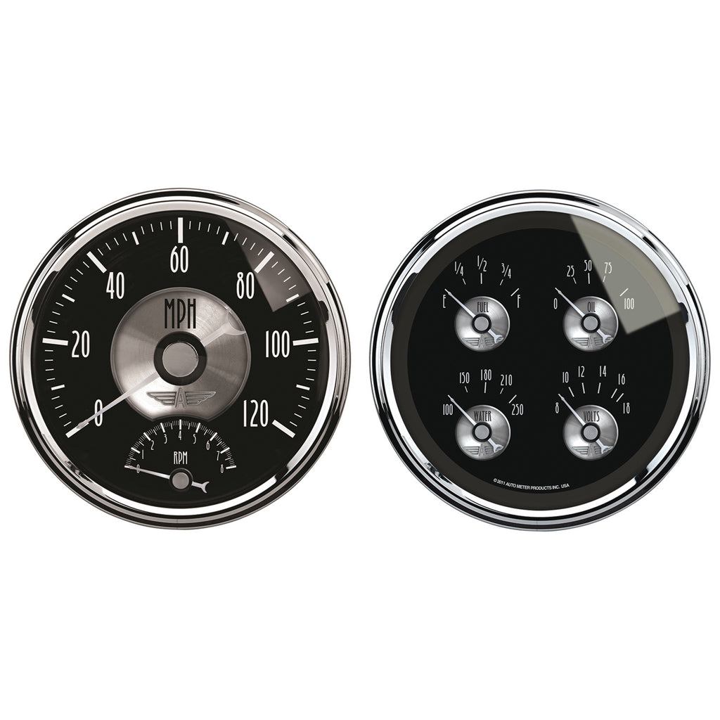 AutoMeter 2005 GAUGE KIT, 2 PC., QUAD & TACH/SPEEDO, 5", PRESTIGE BLK. DIAMOND