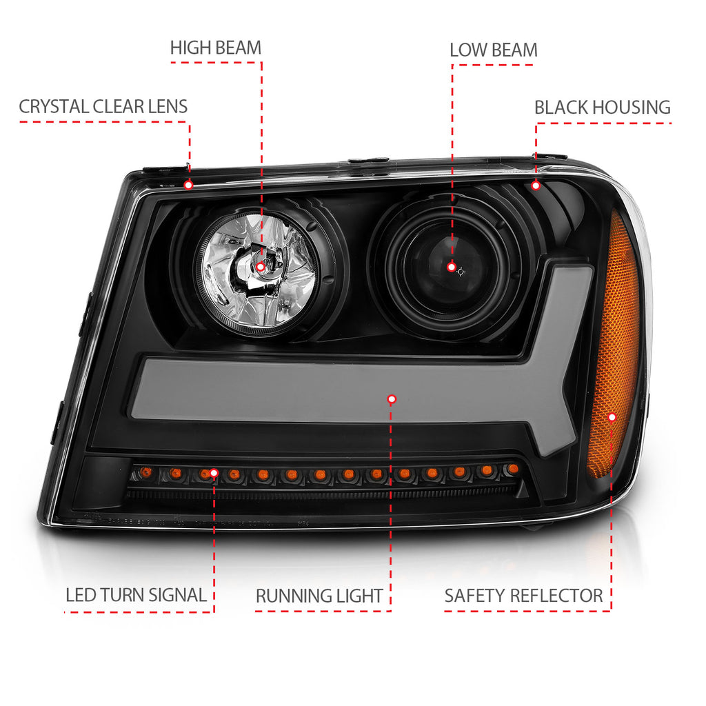 2006-2009-Chevrolet-Trailblazer-Projector-Headlights-W-Plank-Style-Design-Black-W-Amber