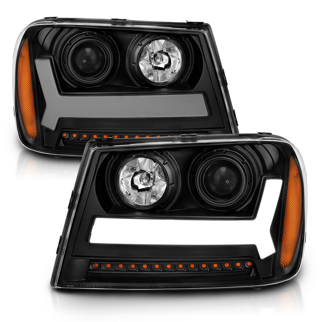 2006-2009-Chevrolet-Trailblazer-Projector-Headlights-W-Plank-Style-Design-Black-W-Amber