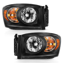 Load image into Gallery viewer, 2006-2009-Dodge-Ram-1500-Crystal-Headlight-Black-Amber