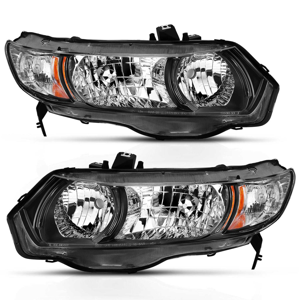 2006-2009-Honda-Civic-2-Door-Crystal-Headlight-Black-Amber-(Oe-Replacement)