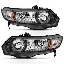 Load image into Gallery viewer, 2006-2009-Honda-Civic-2-Door-Crystal-Headlight-Black-Amber-(Oe-Replacement)