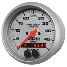 Load image into Gallery viewer, AutoMeter 200635-33 GAUGE, SPEEDOMETER, 3 3/8", 50MPH, GPS, MARINE SILVER