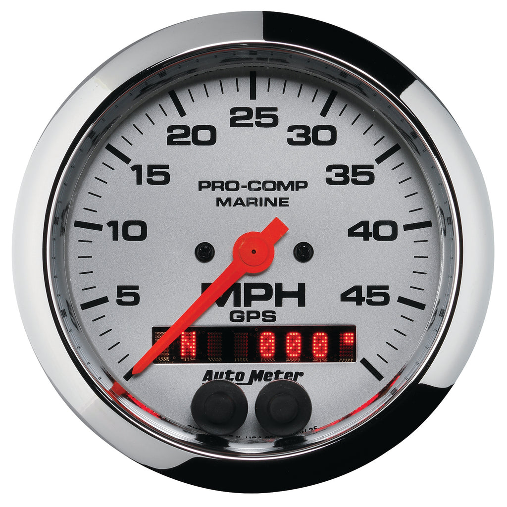 AutoMeter 200635-35 GAUGE, SPEEDOMETER, 3 3/8", 50MPH, GPS, MARINE CHROME