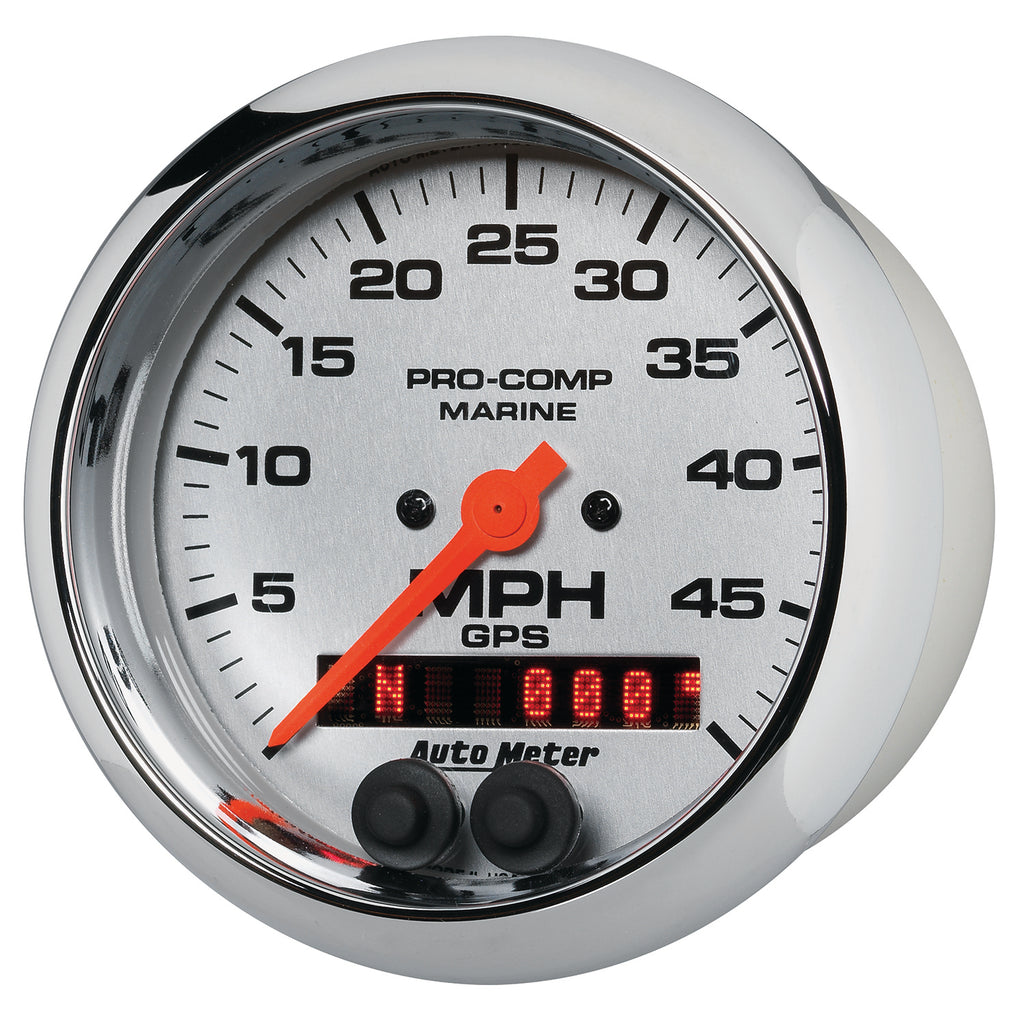 AutoMeter 200635-35 GAUGE, SPEEDOMETER, 3 3/8", 50MPH, GPS, MARINE CHROME