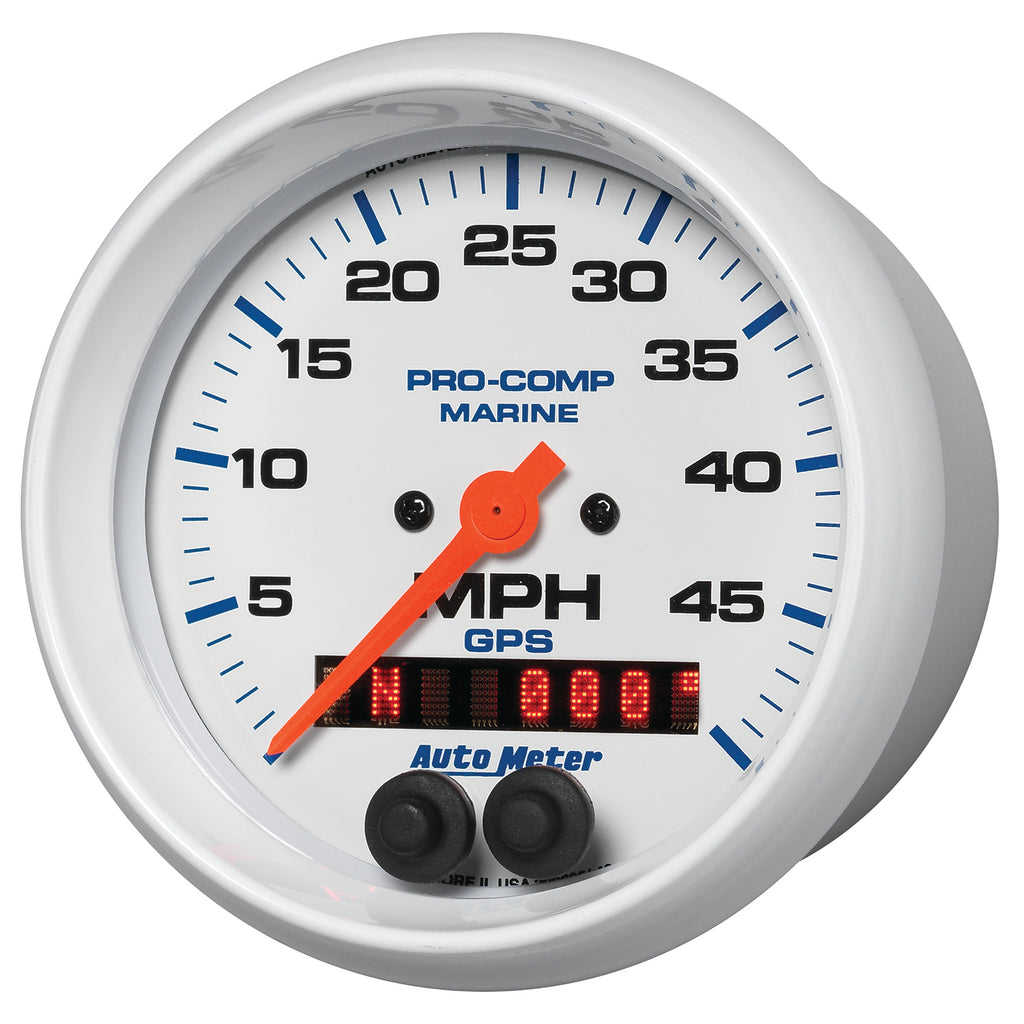 AutoMeter 200635 GAUGE, SPEEDOMETER, 3 3/8", 50MPH, GPS, MARINE WHITE