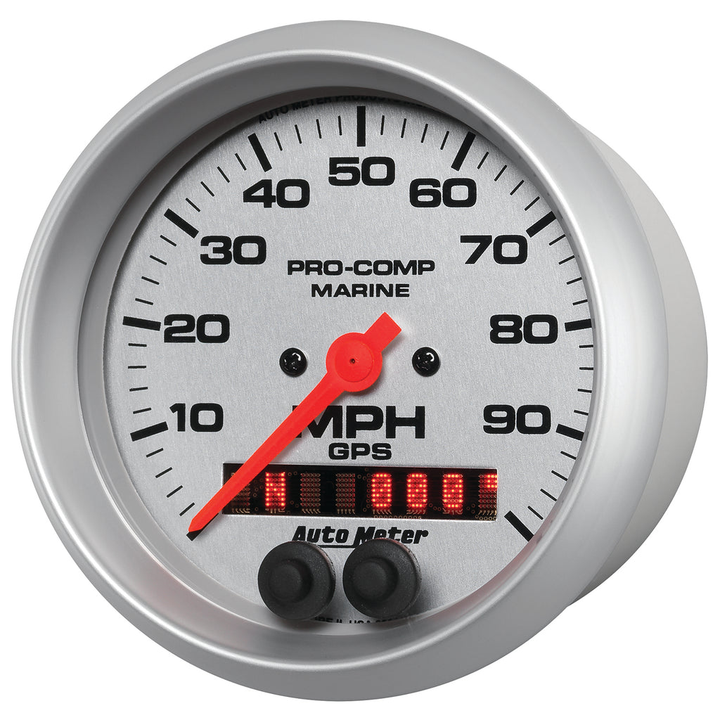 AutoMeter 200636-33 GAUGE, SPEEDOMETER, 3 3/8", 100MPH, GPS, MARINE SILVER